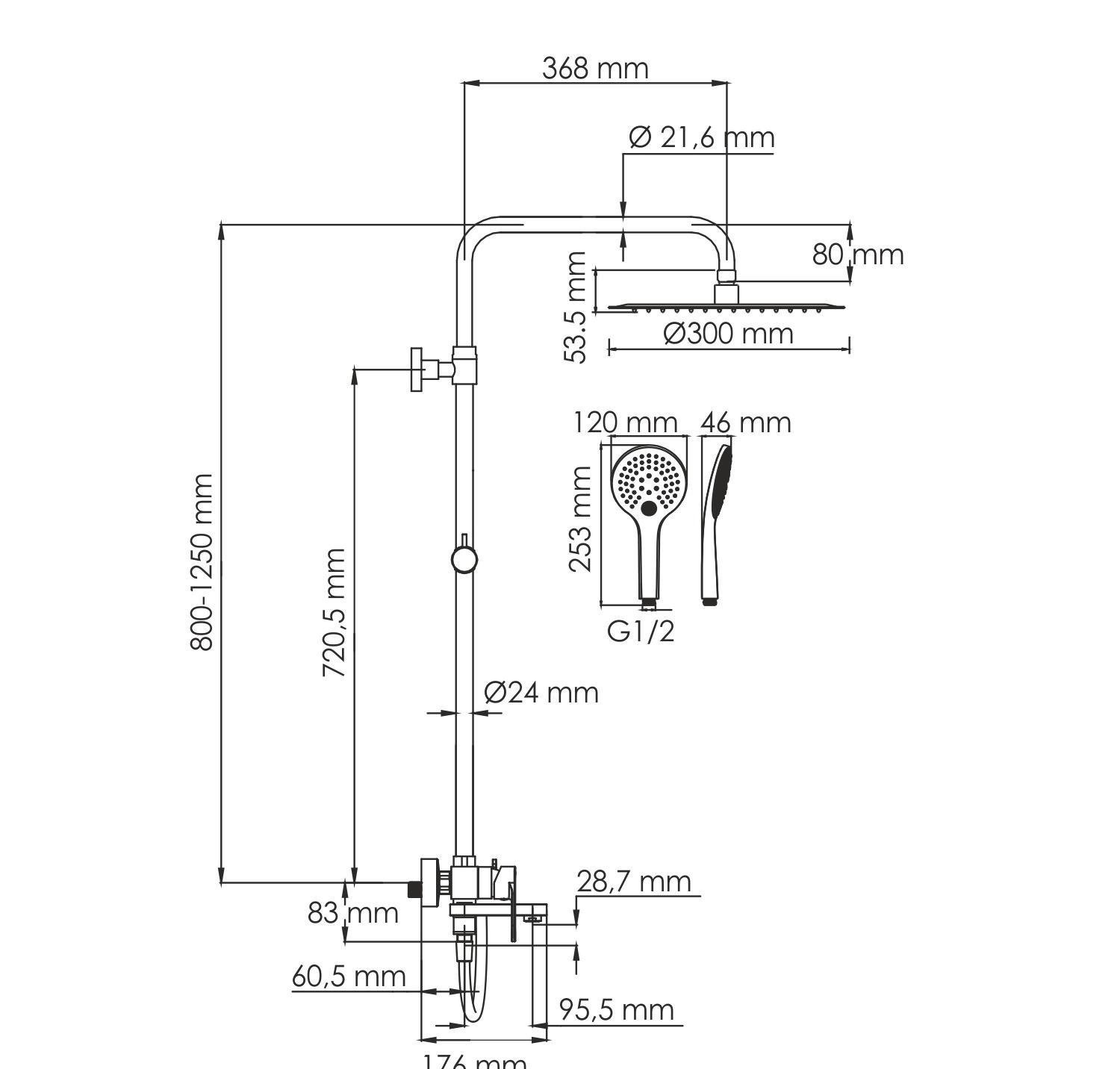 Душевая система WasserKRAFT BK18501WM