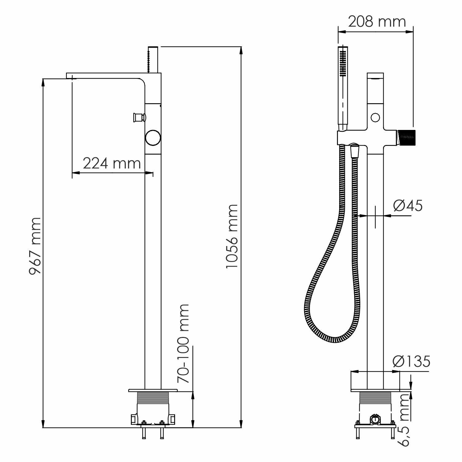 Смеситель напольный для ванны WasserKraft Schunter 8221