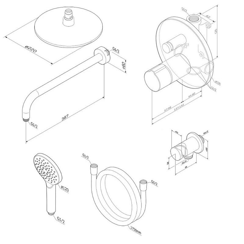 Душевой комплект AM.PM X-Joy TouchReel FP85A1RH20