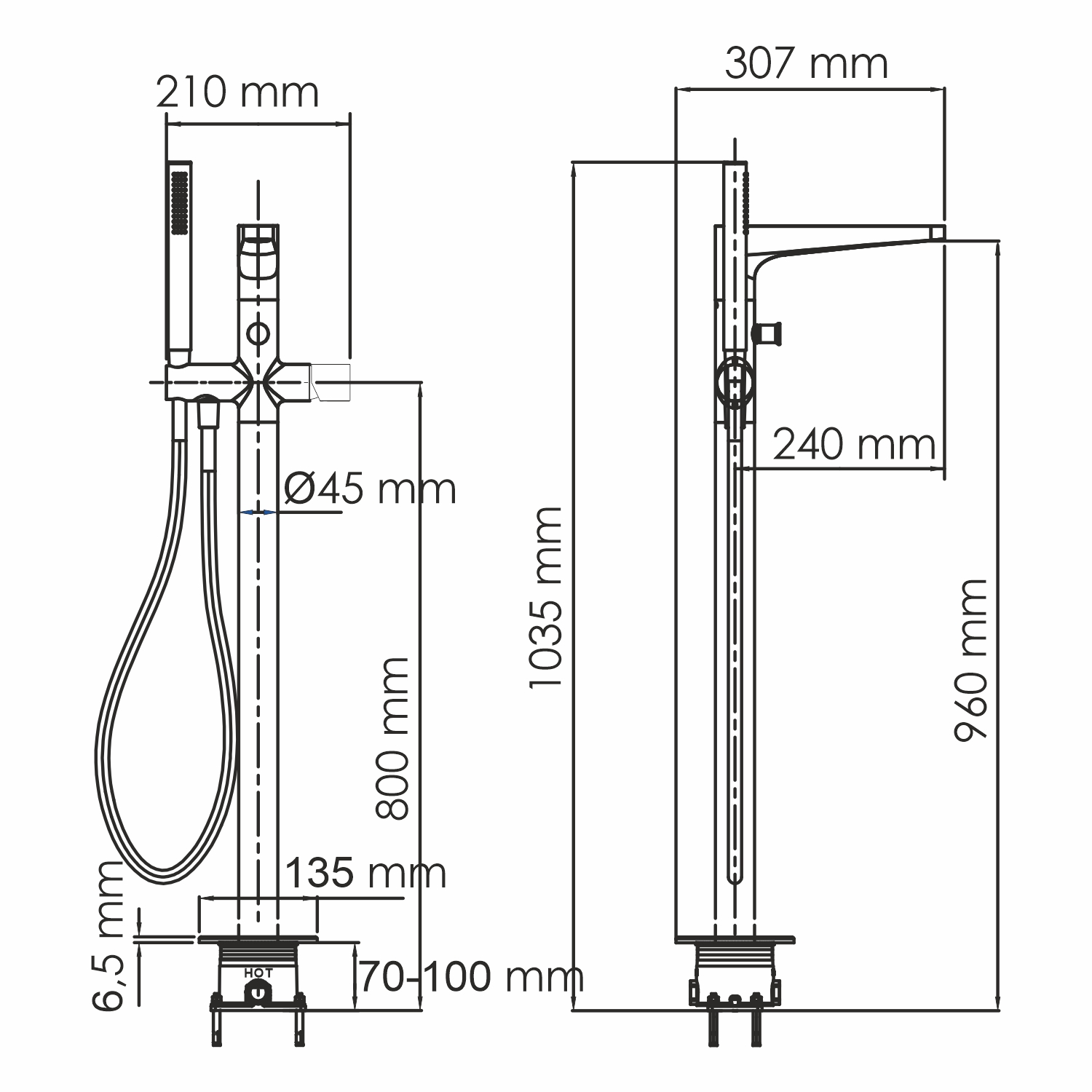 Напольный смеситель для ванны WasserKRAFT Sauer 7121