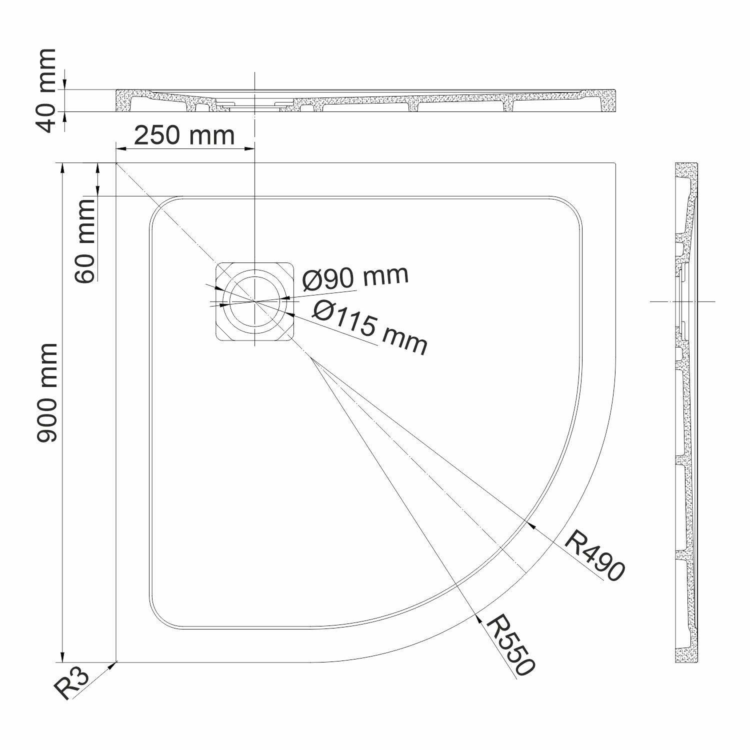 Душевой поддон (90х90) WasserKRAFT Neime 19T01