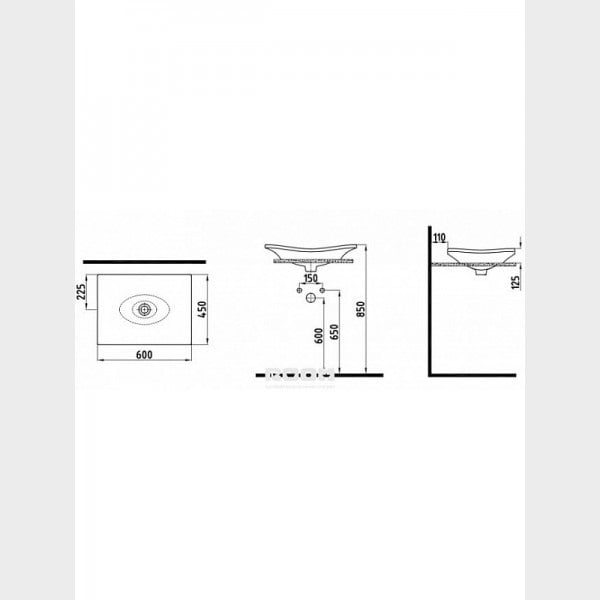 Раковина накладная (60х45) Bien Lotus LTLU06001FD0W3000