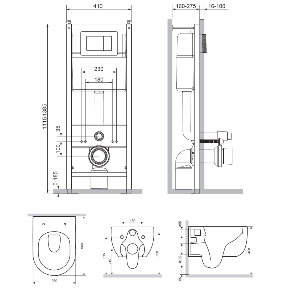 Комплект унитаза с инсталляцией Damixa Scandinavian Pure DX36.IS10151.1701