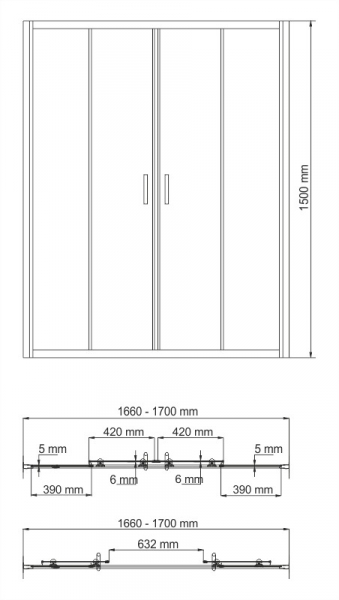 Amper 29S02-170 Стеклянная шторка на ванну