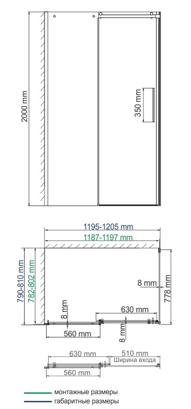 Душевой уголок (120х80) WasserKRAFT Dinkel 58R06