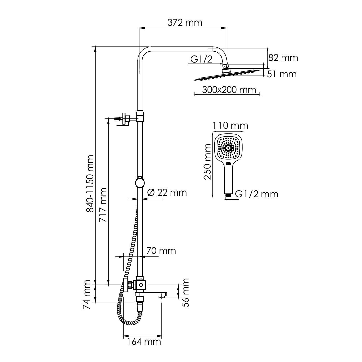Душевая система WasserKraft A199.069.065.010.CH Thermo