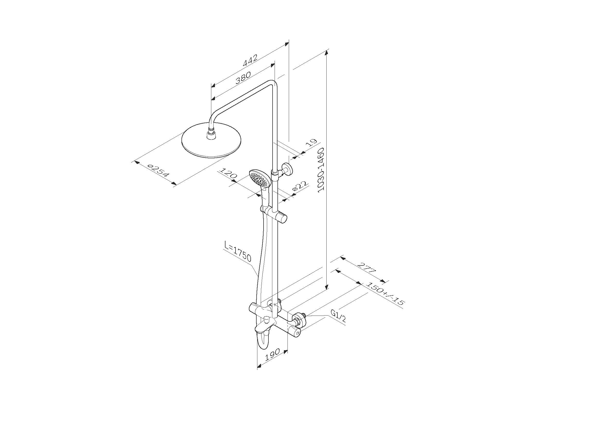 Душевая система с изливом Am.Pm Spirit 2.0 F0770A510