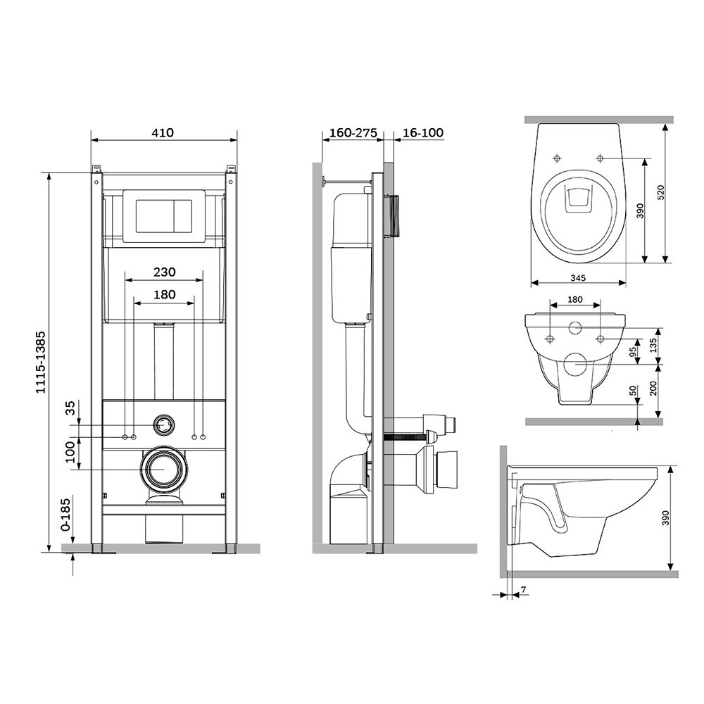 Комплект унитаза с инсталляцией Damixa Jupiter DX77.IS10101.1738
