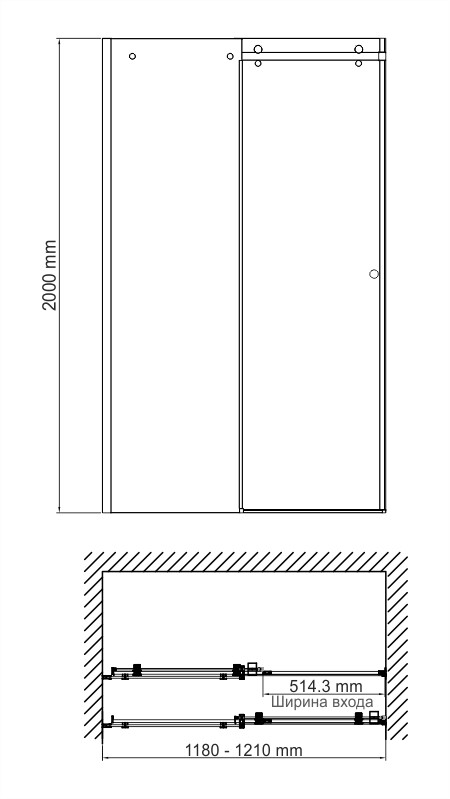 Душевая дверь (120х200) WasserKRAFT Vils 56R05