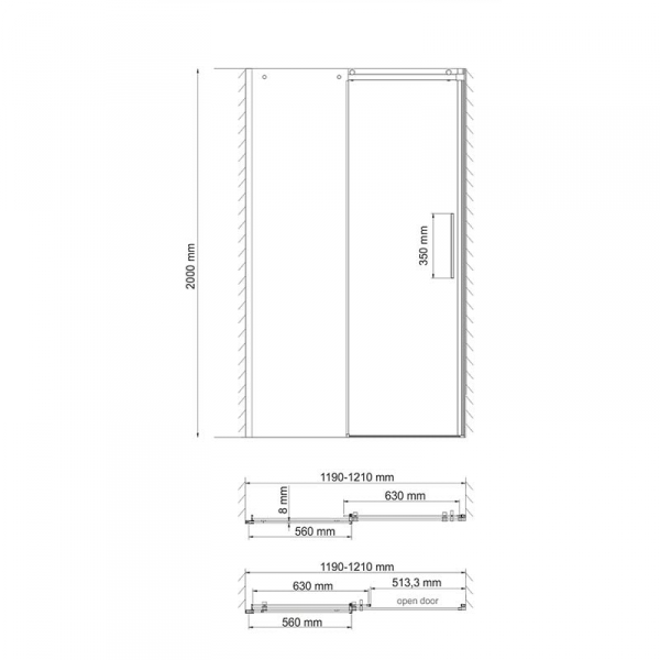 Душевая дверь (120х200) WasserKRAFT Dinkel 58R05