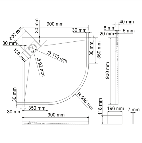 Душевой поддон (90х90) WasserKRAFT Alme 15T01