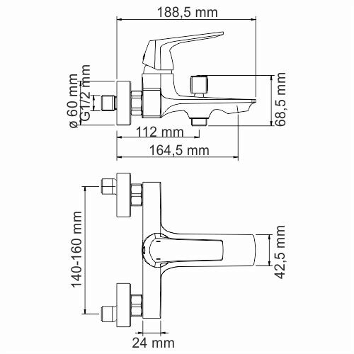 Смеситель для ванны  WasserKRAFT Neime 1901