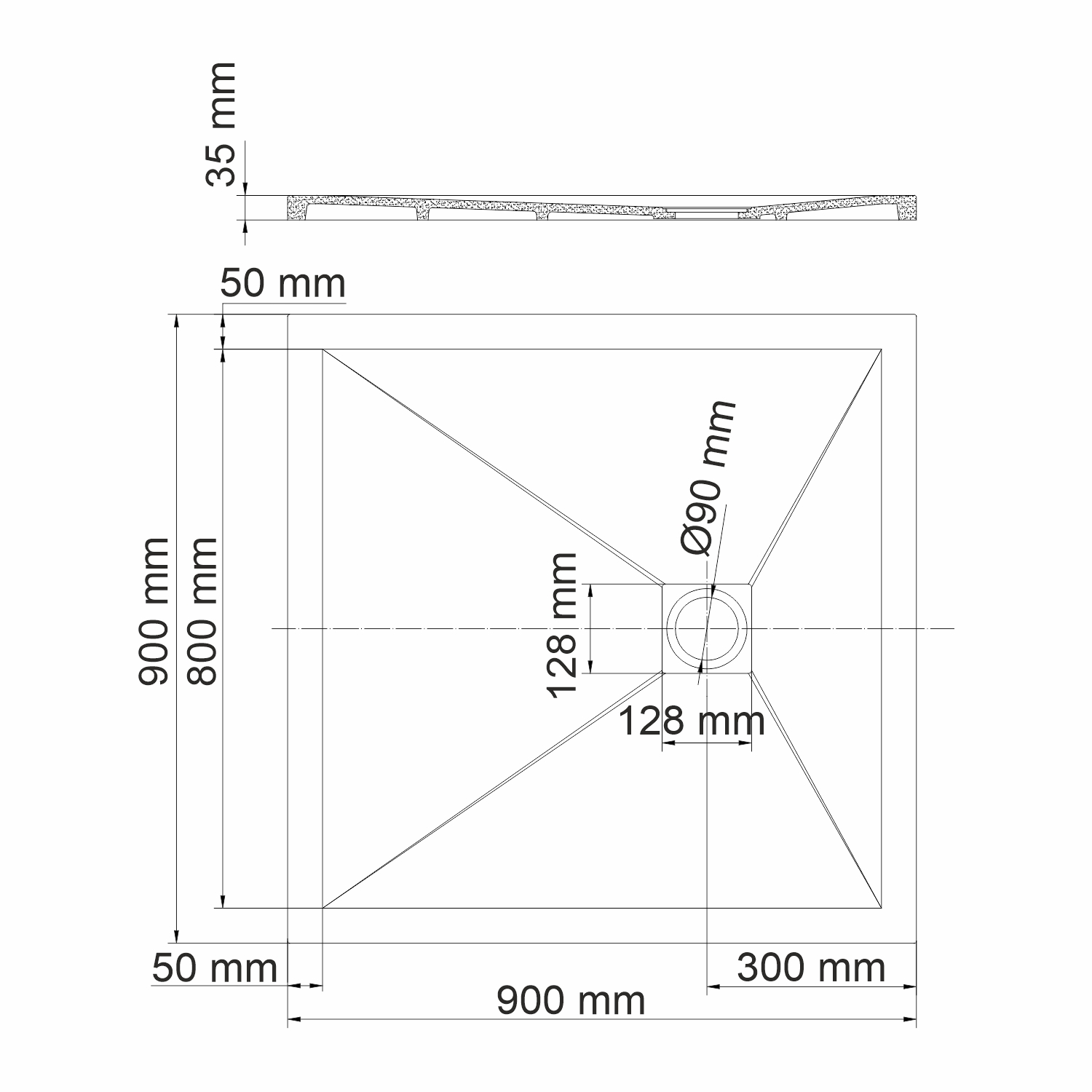 Душевой поддон (90х90) WasserKRAFT Dill 61T03
