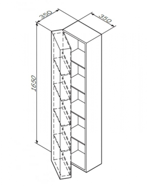 M70ACHML0356DM Spirit V2.0, шкаф-колонна, подвесной, левый, 35 см, зеркальный фасад, цвет: глубокий