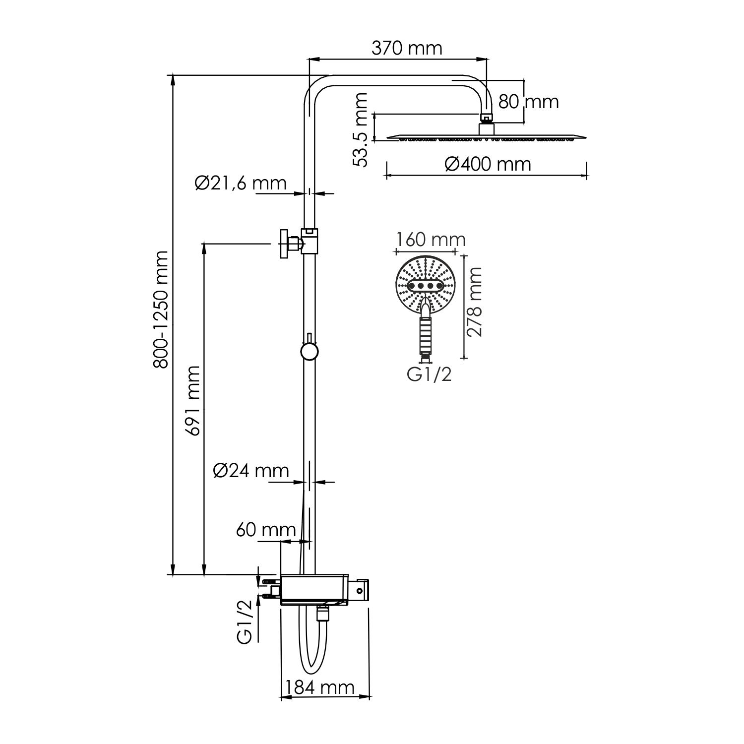 Душевая система WasserKraft A113.117.059.CH Thermo