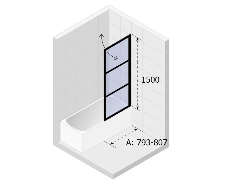 Шторка для ванной Riho Grid G004047121