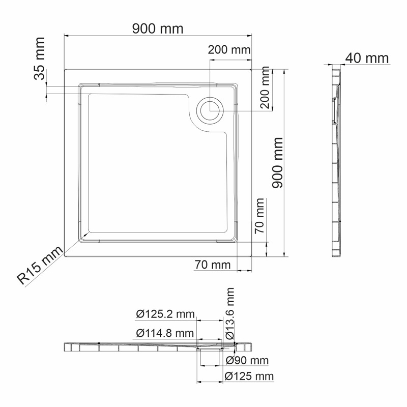Душевой поддон (90х90) WasserKRAFT Salm 27T03