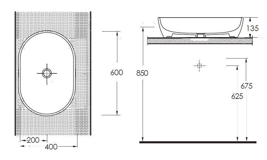 Раковина накладная (60х40) beWash Bogen 88601073