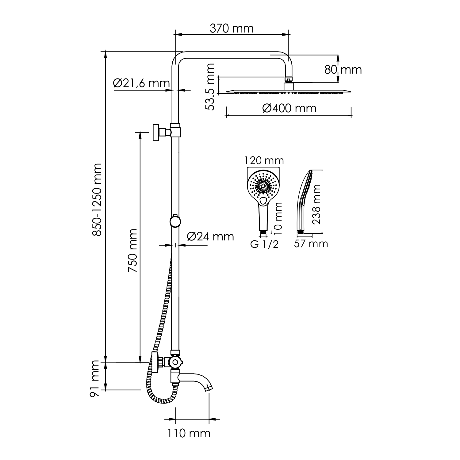 Душевая система WasserKraft A188.117.101.010.CH Thermo