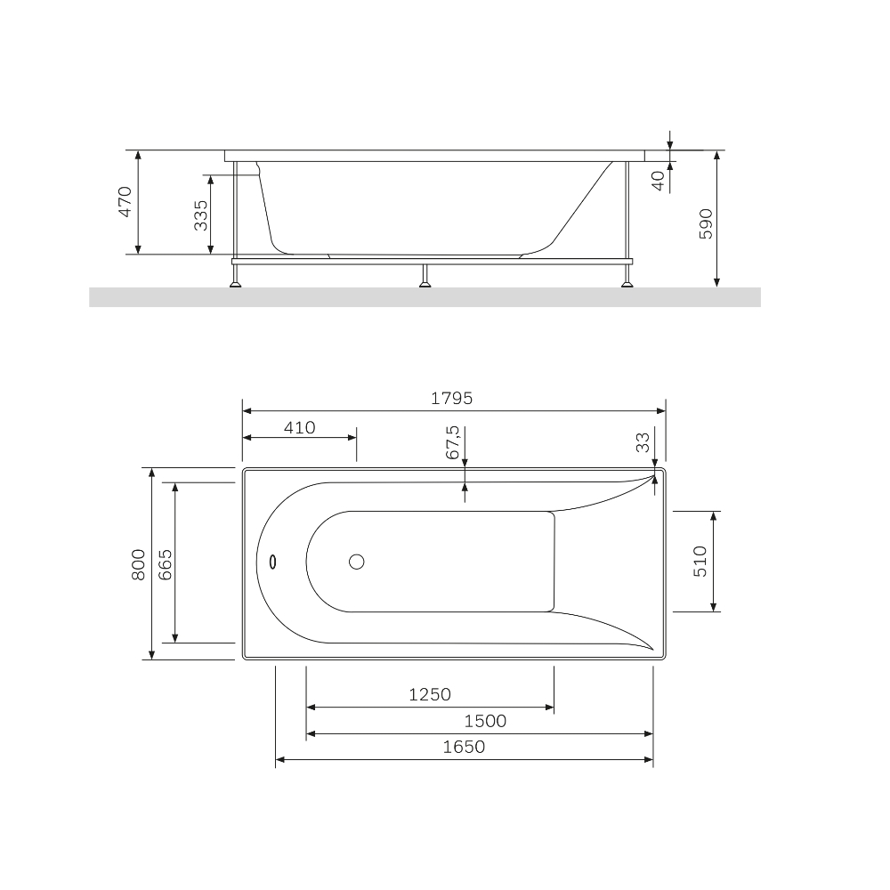 Ванна акриловая  (180x80) Am.Pm Spirit W72A-180-080W-A2