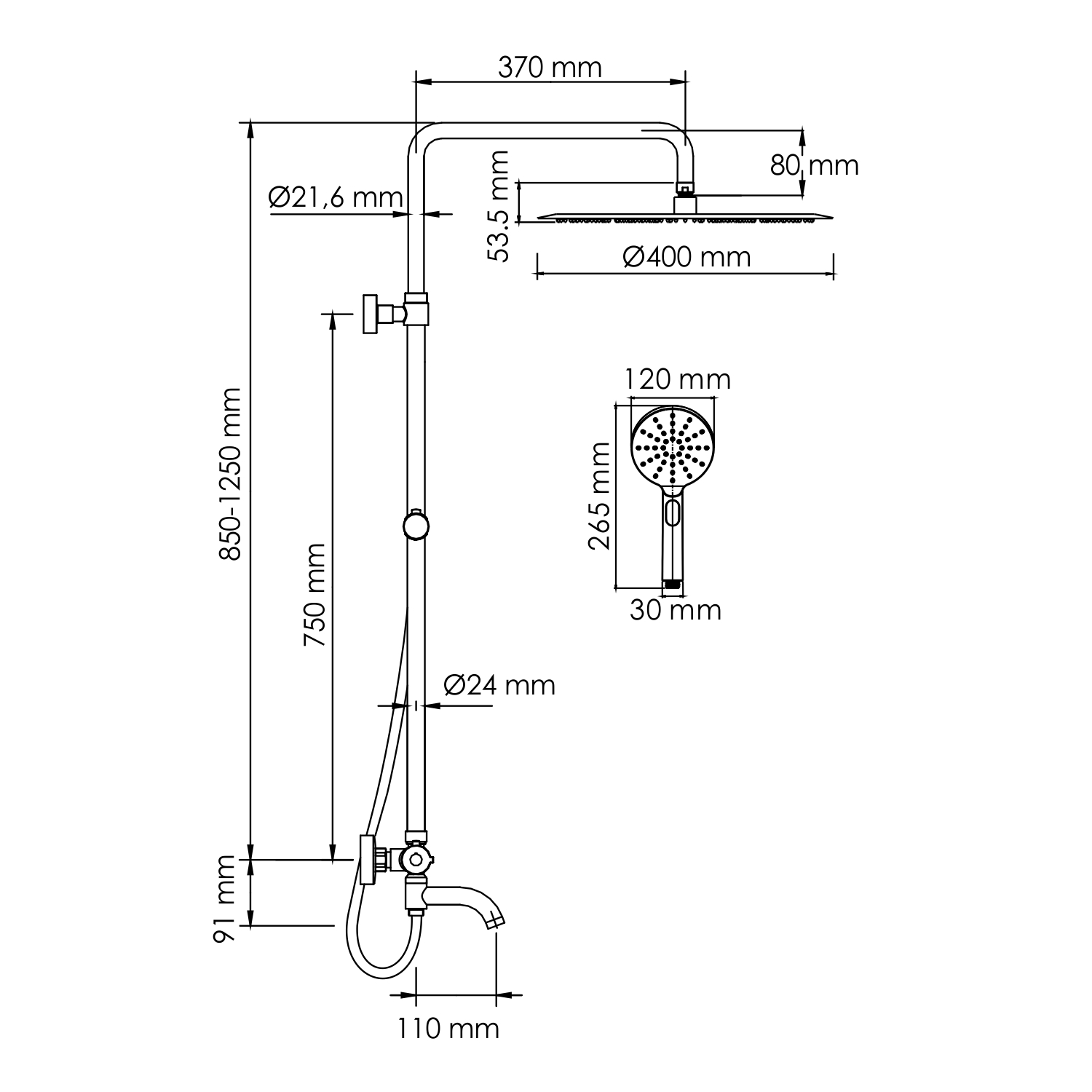 Душевая система WasserKRAFT A188.117.127.087.CH Thermo