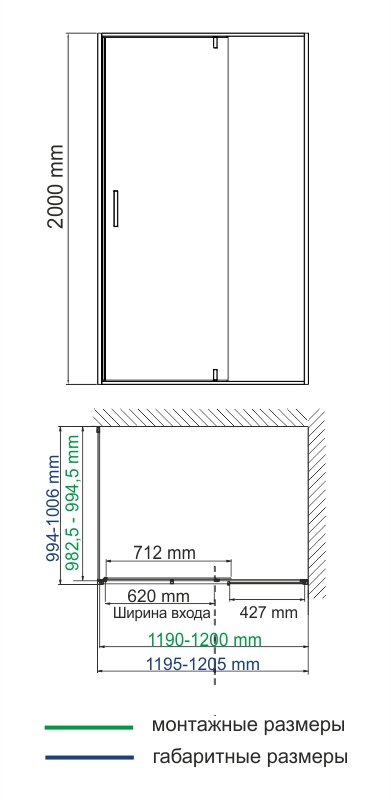 Душевой уголок (120х100) WasserKRAFT Aisch 55P10
