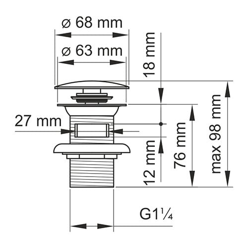 Донный клапан Push-up WasserKRAFT Elbe A080