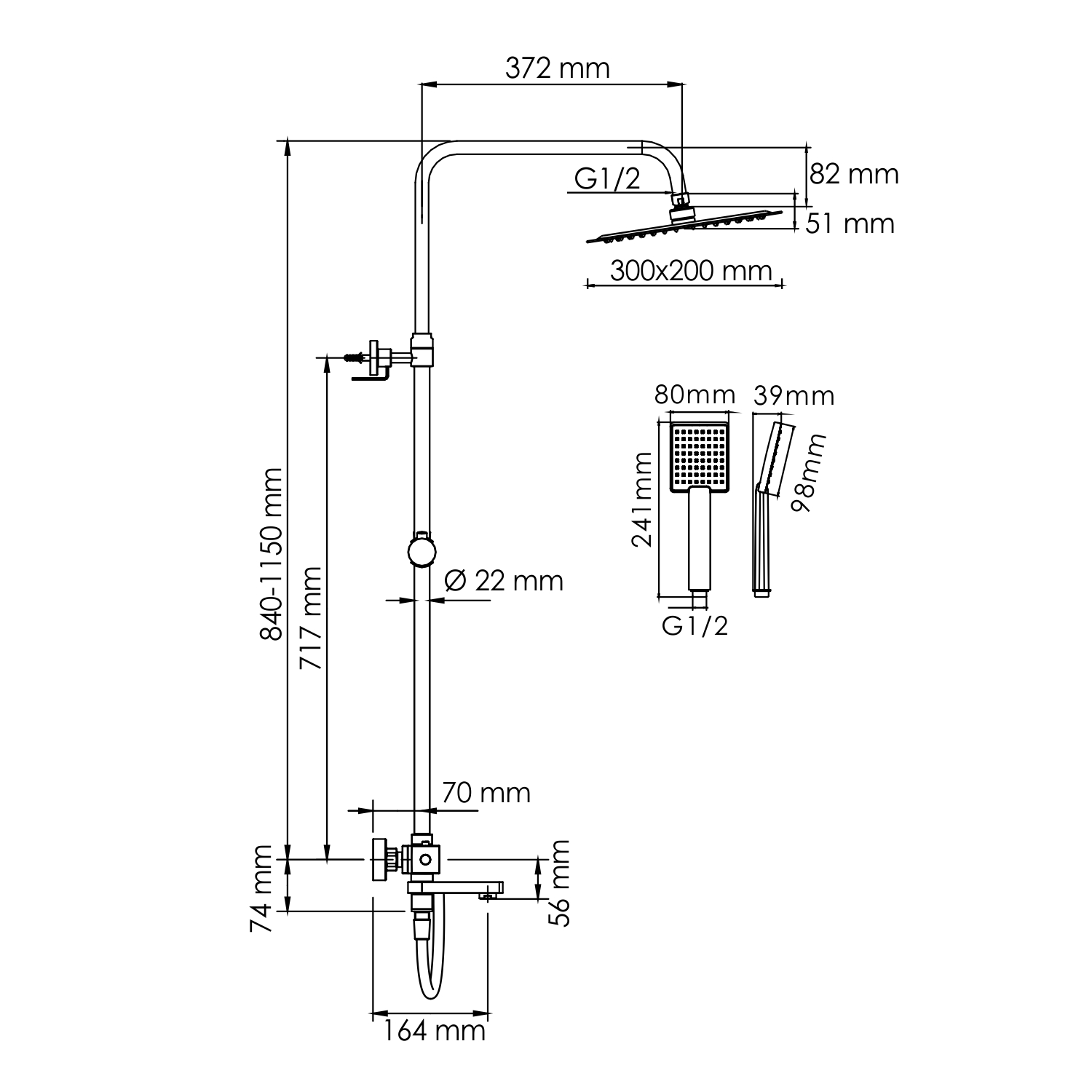 Душевая система WasserKRAFT A199.069.141.087.CH Thermo