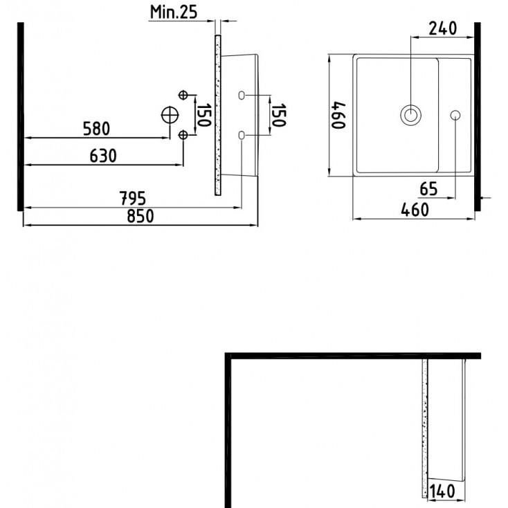 Раковина накладная (46х46) Bien Infinitum INLG04601FD1W5000