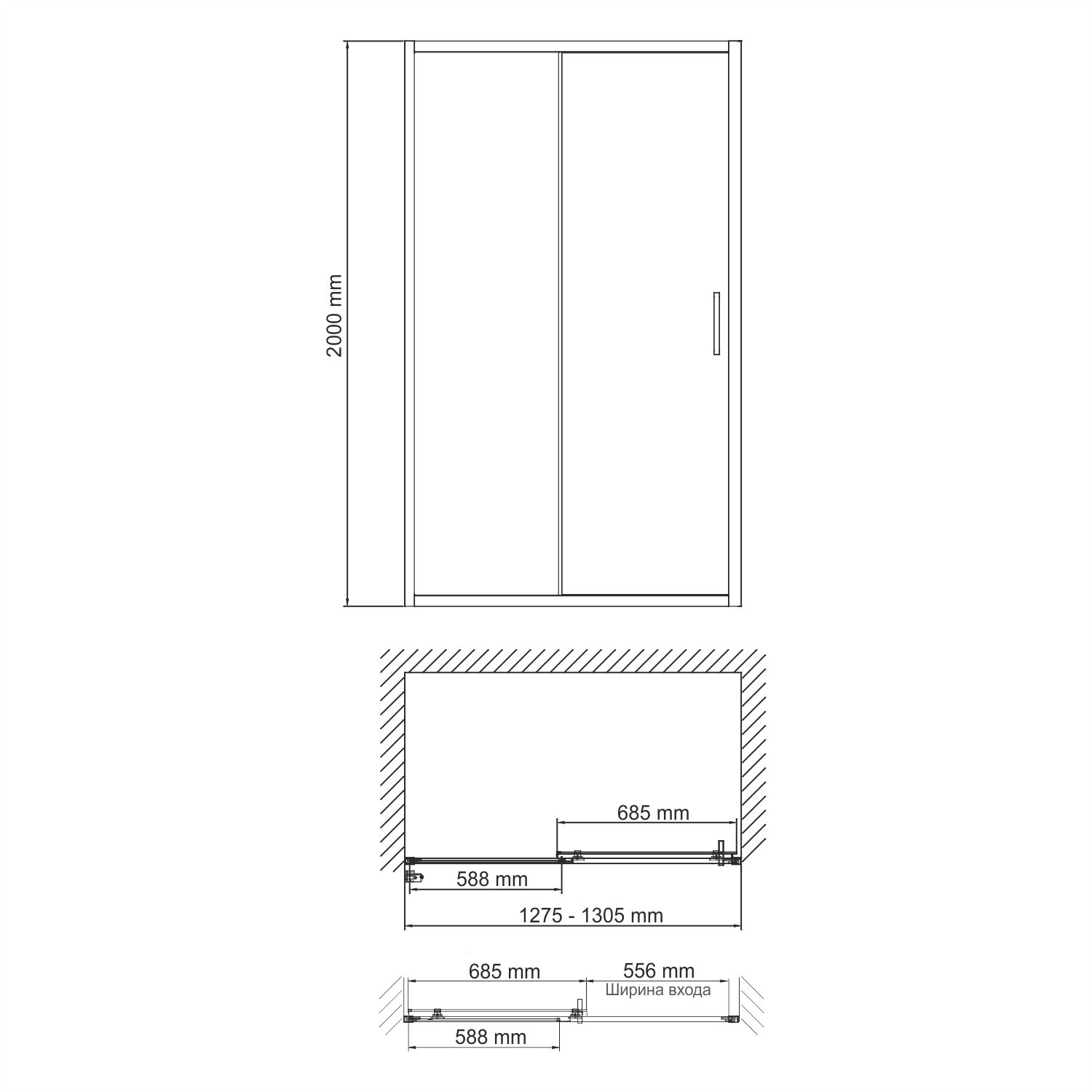 Душевая дверь  (130х200) WasserKRAFT Main 41S30