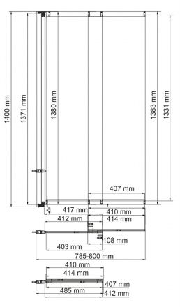 Стеклянная шторка на ванну Wasserkraft Dill 41S02-80WS Fixed