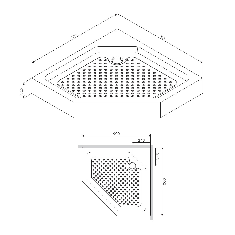 Акриловый поддон (90х90) Damixa Skyline DX35WT-405-090MT