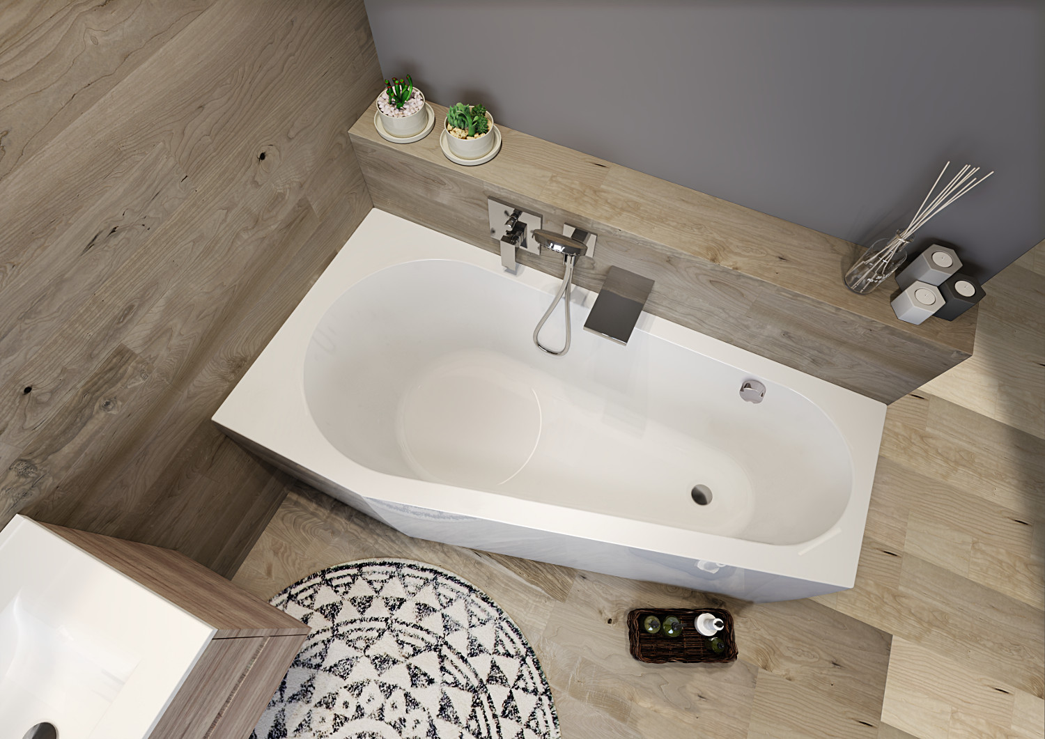 Ванна акриловая Riho Delta Plug & Play правосторонняя (150х80) B066007005