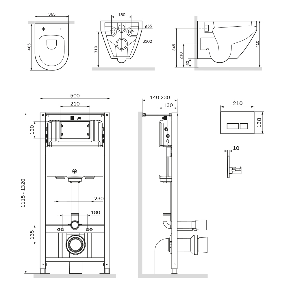 Комплект унитаза с инсталляцией Am.Pm Spirit 2.0 IS47001.701700