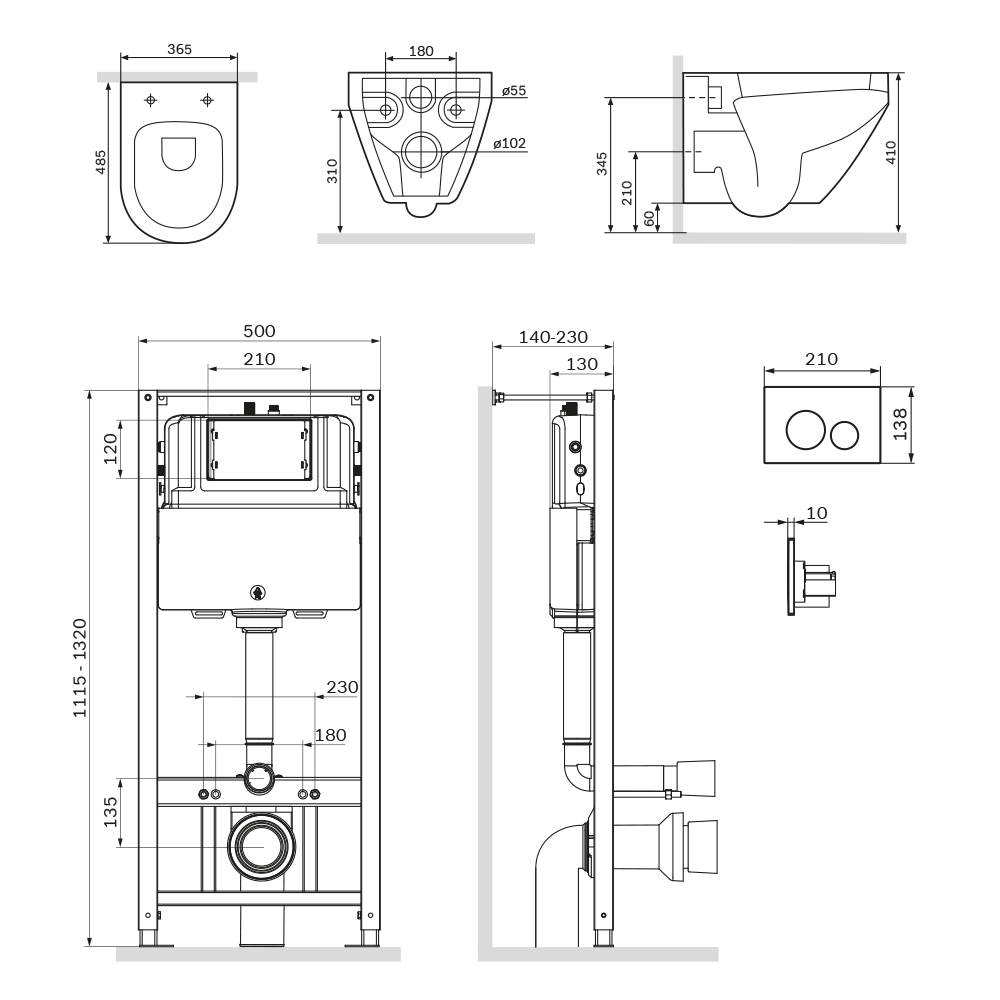 Комплект унитаза с инсталляцией Am.Pm Spirit 2.0 IS49001.701700