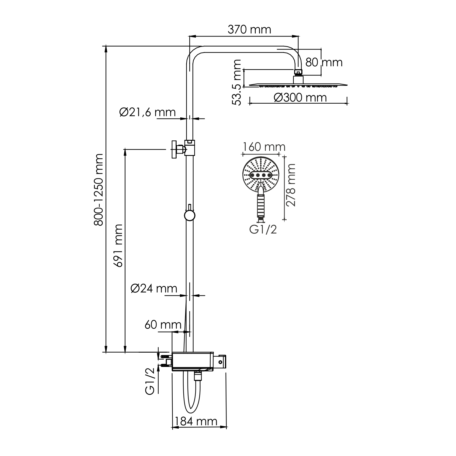 Душевая система WasserKraft A113.116.059.CH Thermo