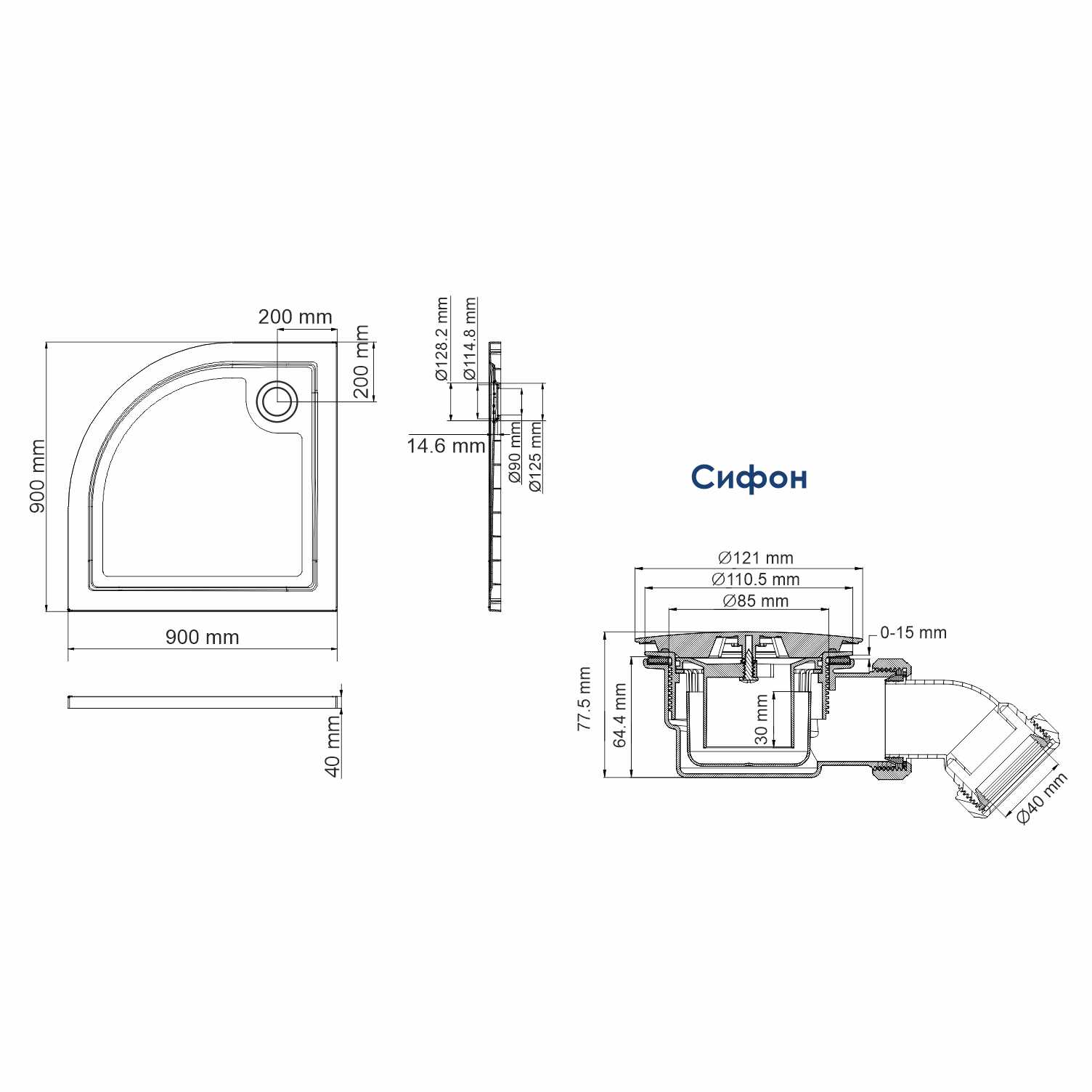 Душевой поддон (90х90) WasserKRAFT Salm 27T01