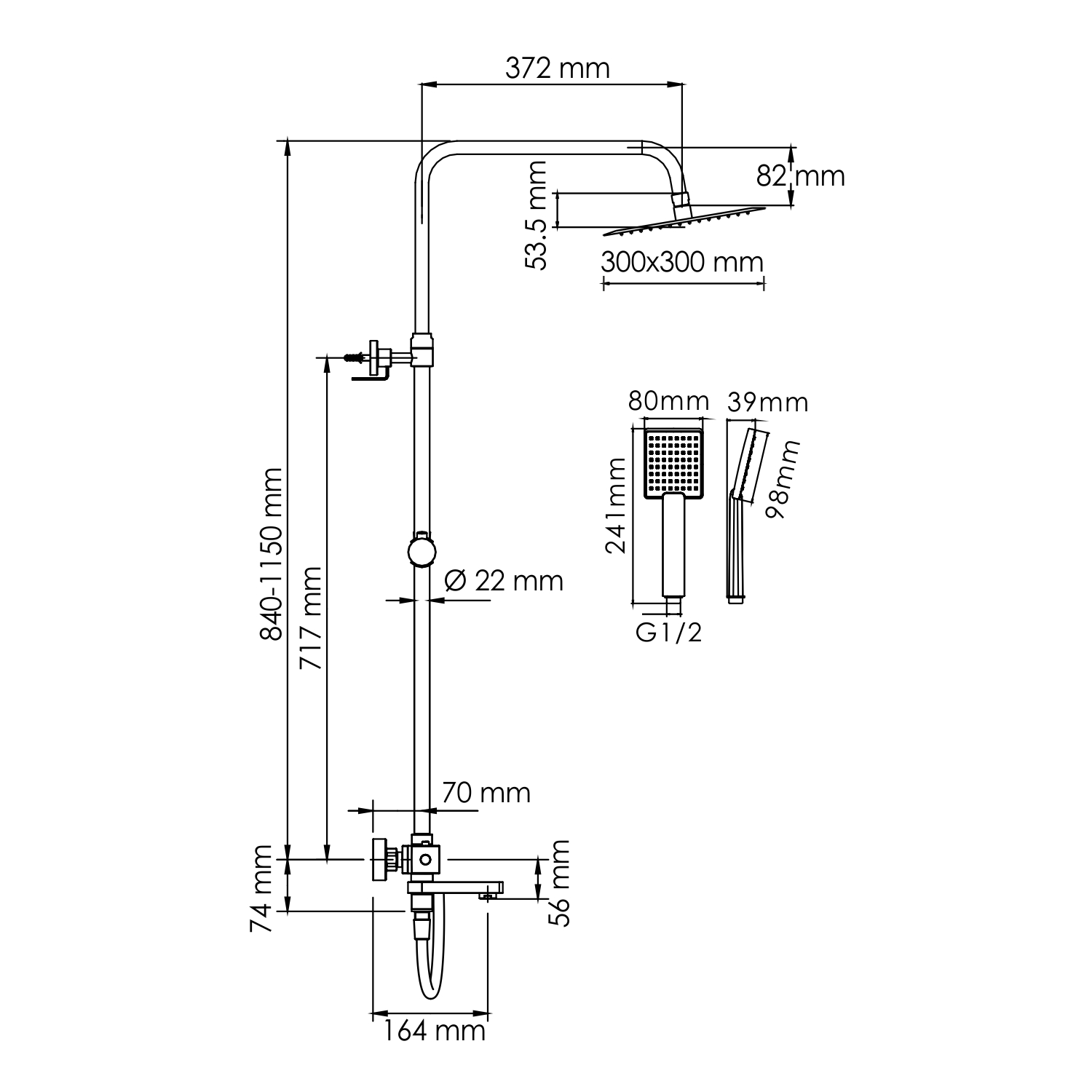 Душевая система WasserKRAFT A199.118.141.087.CH Thermo