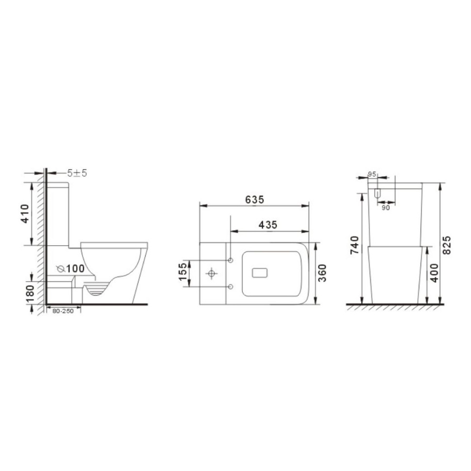 Напольный унитаз с бачком безободковый Gid Tr2170BL