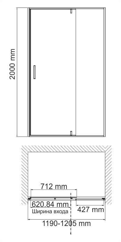 Душевая дверь (120х200) WasserKRAFT  Neime 19P05