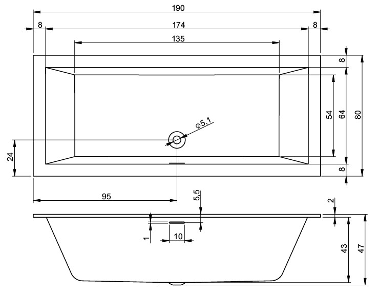 Акриловая ванна Riho Rethink Cubic Plug and Play (190x80) B108011005