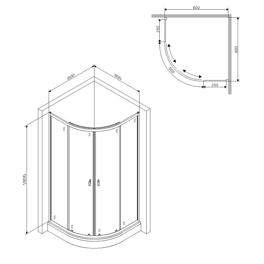Душевой уголок (80х80) Am.Pm X-Joy Twin Slide W88G-205-080MT
