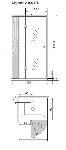 Душевая кабина RIHO MAJESTIC  120x90 PROF L CA081025313C001