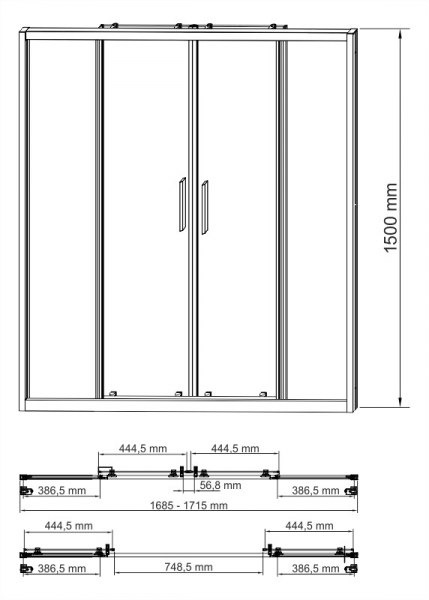 Стеклянная шторка на ванну (170х150) WasserKRAFT Lippe 45S02-170