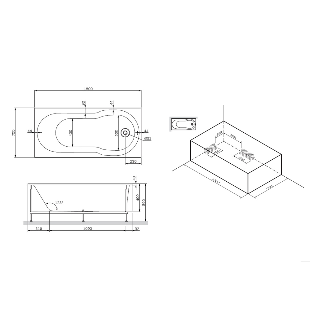 Ванна акриловая  (150x70) Am.Pm X-Joy W88A-150-070W-A