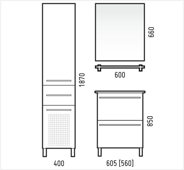 Зеркало (60х66) Corozo с полкой Мирэль 60 SD-00000274