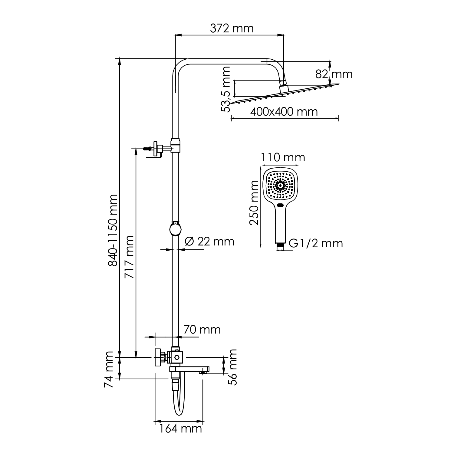 Душевая система WasserKRAFT A199.119.065.087.CH Thermo