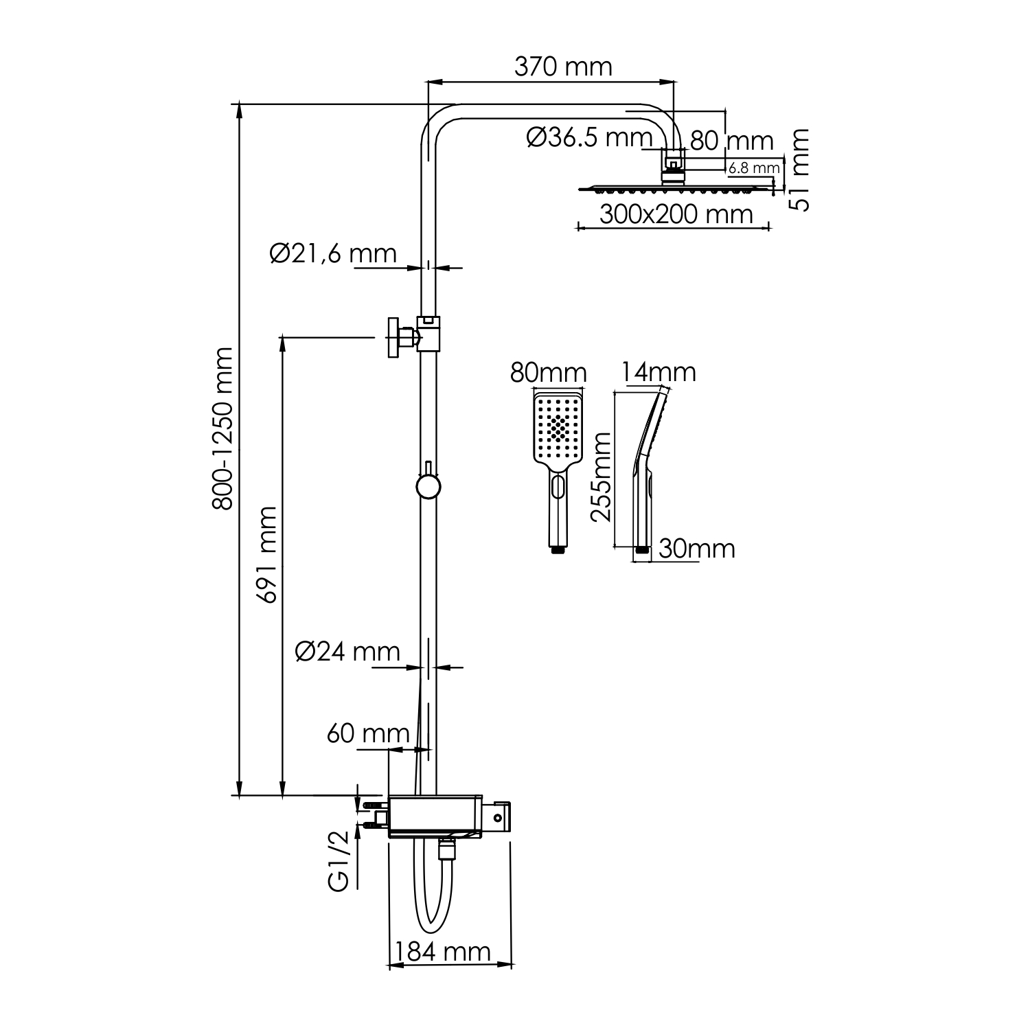 Душевая система WasserKraft A113.069.126.CH Thermo
