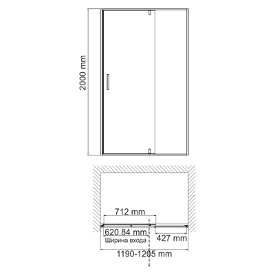 Душевая дверь (120х200) WasserKRAFT  Neime 19P05
