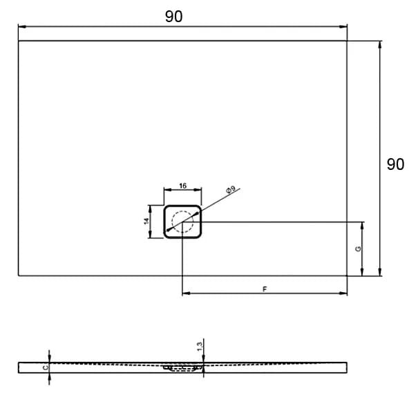 Душевой поддон RIHO Basel 414 (черный матовый-хром) Акриловый 100x90x4,5 DC241700000000S